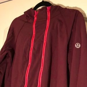 Lululemon maroon vintage hooded double zip jacket